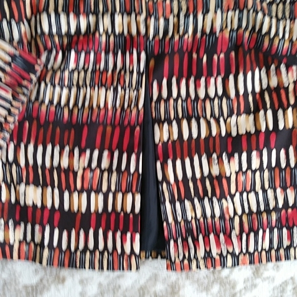 Ivy Chic NY Double Loop Layer Neckline Cropped Lined Blazer LARGE Black Red - Picture 13 of 16